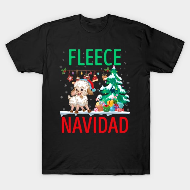 fleece navida funny Christmas sheep | sheep with Santa hat Christmast gift farmer sheep lover T-Shirt by TeesCircle